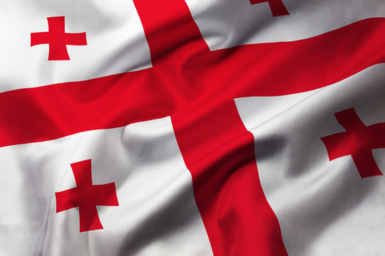 Satin texture of curved flag of Georgia