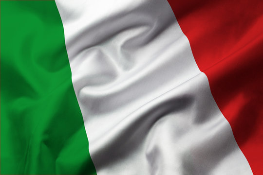 Satin texture of curved flag of Italy