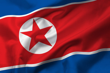 Satin texture of curved flag of North Korea