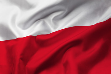 Satin texture of curved flag of Poland