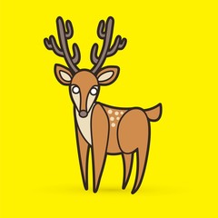 Deer cartoon graphic vector.