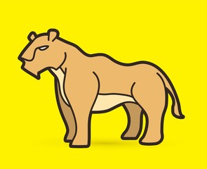 Lioness cartoon graphic vector.