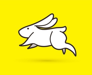 White Rabbit jumping graphic vector