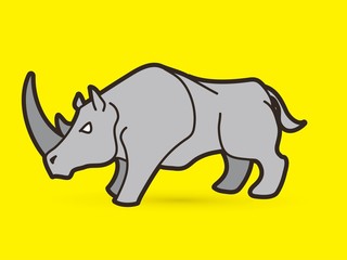 Angry Rhino ready to fight cartoon graphic vector.