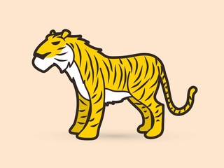 Tiger cartoon logo  graphic vector.