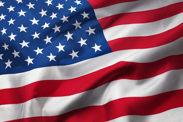 Satin texture of curved flag of USA