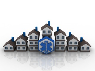 3D rendering Real estate industry with ambulance sign