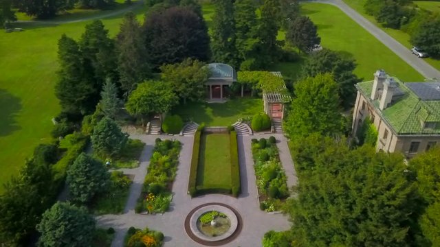 Aerial: Green Garden and Mansion Harkness Memorial State Park