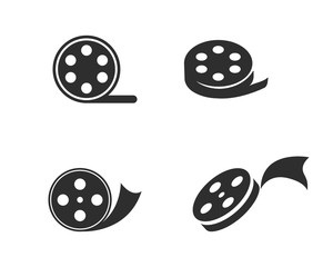 Film roll logo - vector black cinema and movie design element or icon - Vector