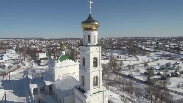 Orthodox church in the city of Shuya, view from above