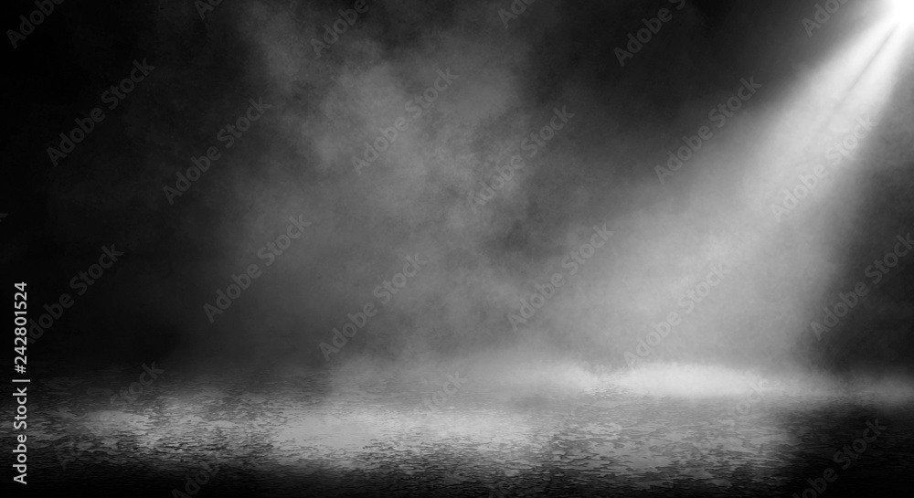 Wall mural background of an empty dark room