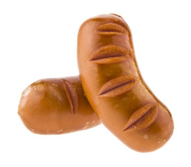 fried sausages isolated on white background