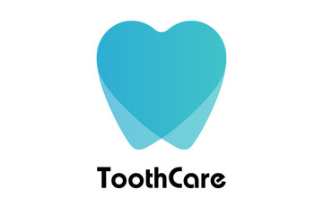 Healthy tooth logo. Oral dental hygiene. Children teeth care. Blue background. Flat design 2