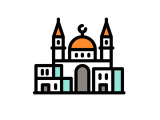 Islamic template, mosque, icon, isolated on white background