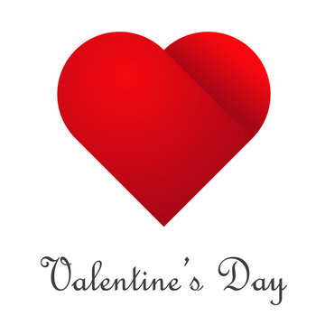 Logotipo abstracto con texto Valentine's Day con corazon dividido con gradiente rojo