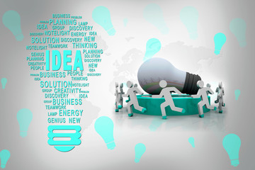 3d illustration Business Network with idea concept 