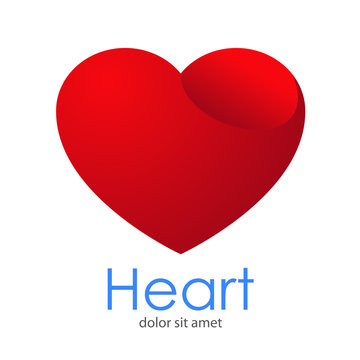 Logotipo abstracto con texto Heart con corazón con hueco en gradiente rojo