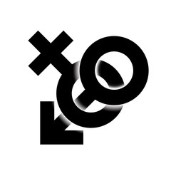 Black monohrome Sex icon illustration. Male and female sex symbol woven and isolated in light background. Sign gender 3d. Vector sexual heterosexual affiliation. Strong family happy love symbol.