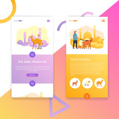 Eid Adha App Mobile Interface Vector Template Illustration User Experience