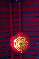 Beautiful traditional decoration of red  lanterns background.