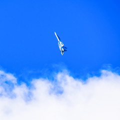 fighter flying in the sky. Military aircraft of the 4th generati
