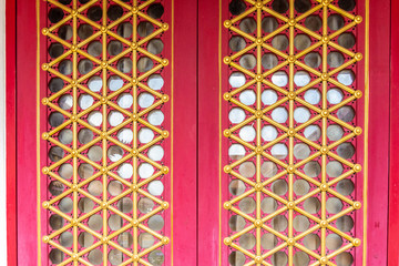 Close up beautiful traditional red windows background.