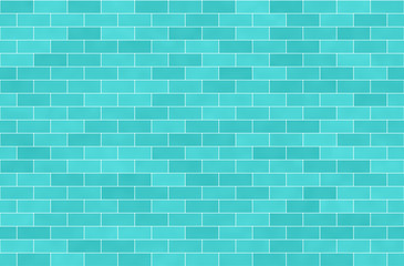 Wall of turquoise bricks, abstract seamless background