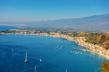 Panoramic view on Taormina coast