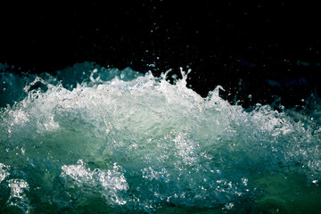 Splashes of water from the waves in the sea