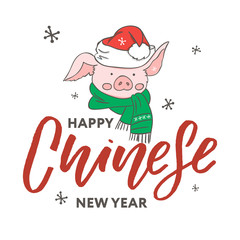 Fototapeta na wymiar Happy New Year 2019. Chinese New Year. The year of the pig. Translation : title Happy New Year.