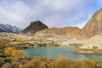 Naklejka na ściany i meble beautiful nature landscape view from Passu Pakistan in autumn