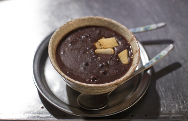 Korean food Red bean porridge. red bean soup