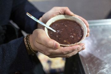 Fototapeta premium Korean food Red bean porridge. red bean soup