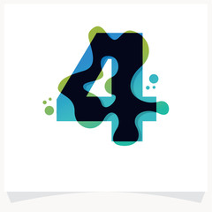 Number 4 logo with watercolor splashes. Color overlay style.