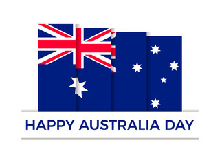 Happy Australia day 26th january. Greeting card with flag of Australia, national holiday. Vector illustration
