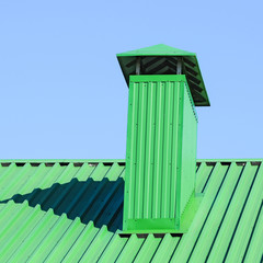 Hood on the roof of metal sheets