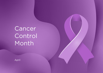 Cancer Control Month in April in Unated States of America. Lavender or violet color of the ribbon Cancer Awareness Products.