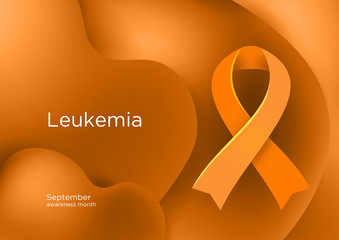Leukemia or Leukaemia awareness month in September. Orange color ribbon Cancer Awareness Products.