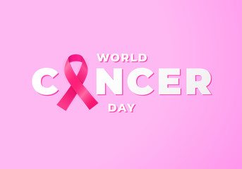 World Cancer Day banner. February 4 is day when all people unite against the oncology.