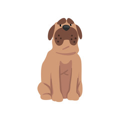 Cute bulldog dog, funny pet character, furry human friend vector Illustration