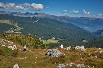 Fototapeta premium Mountains around Madonna di Campiglio Madonna di Campiglio in the summertime, Italy,Northern & Central Brenta mountain groups ,Western Dolomites, Trentino-Alto Adige, Italy