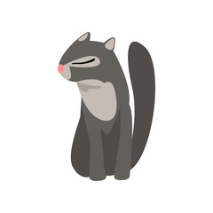Cute dark gray cat, funny pet character, furry human friend vector Illustration