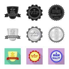 vector illustration of emblem and badge symbol. Collection of emblem and sticker stock symbol for web.