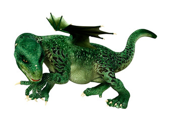 3D Rendering Fairy Tale Dragon on White