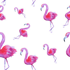 seamless pattern with pink flamingo