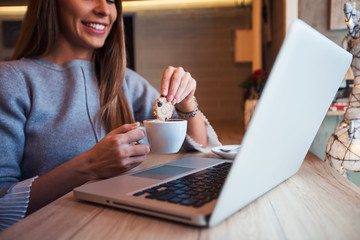 Woman at cafe.