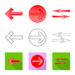 vector illustration of element and arrow symbol. Set of element and direction stock symbol for web.