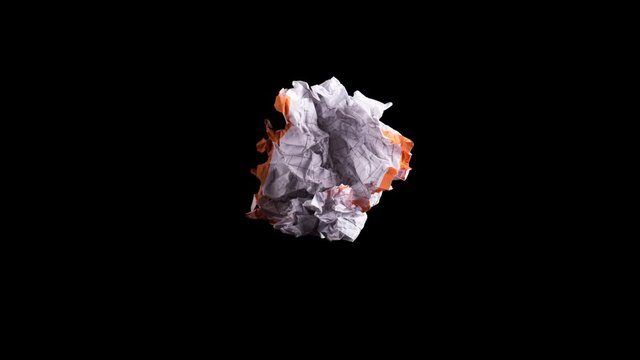 Stop motion animation: unwrapping and wrapping blank sheet of paper on black background. Crumpled piece of white paper exercise book.