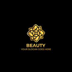 Logo template nature gold color symbol luxury elegant beauty fashion boutique flower - Vector
