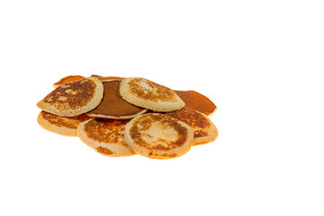 stack of pancakes isolated on white background